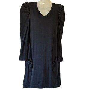 Sandro Paris Knit Dress Juliet Sleeve and Slouchy Pockets Black Goth Sheath  8